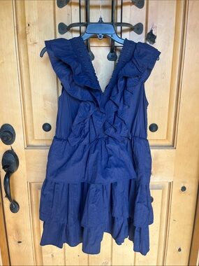 Simply Southern Navy Ruffled V-Neck Dress